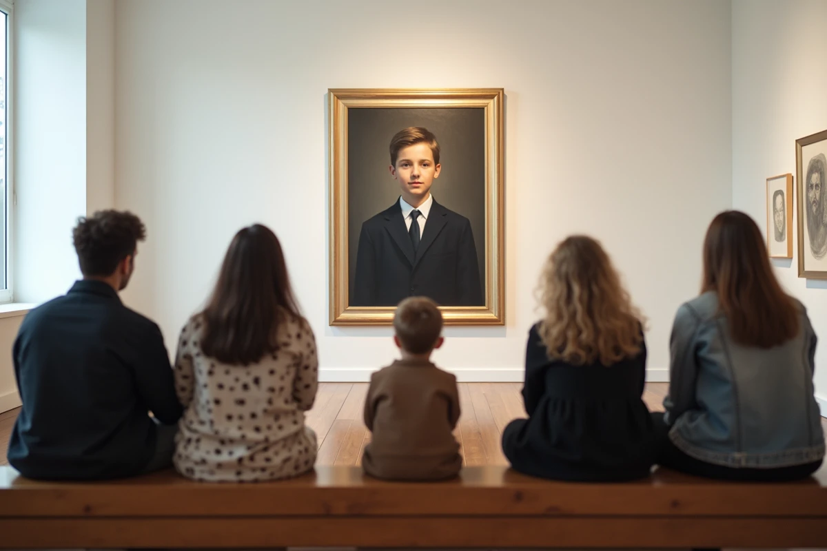 Adultes observant un portrait d