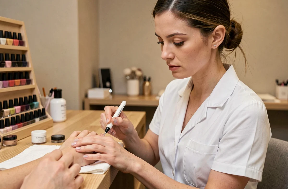Manucure professionnelle réalisée dans un institut spécialisé soins des ongles et beauté des pieds à Caen