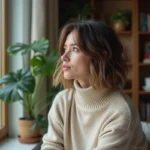 Femme aux cheveux bob dans un appartement moderne