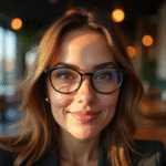 Femme confiante aux sourcils bien dessinés et lunettes rondes