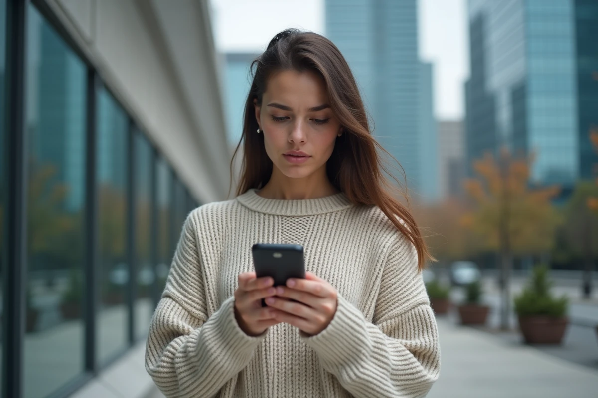 Jeune femme urbaine utilisant son smartphone dehors