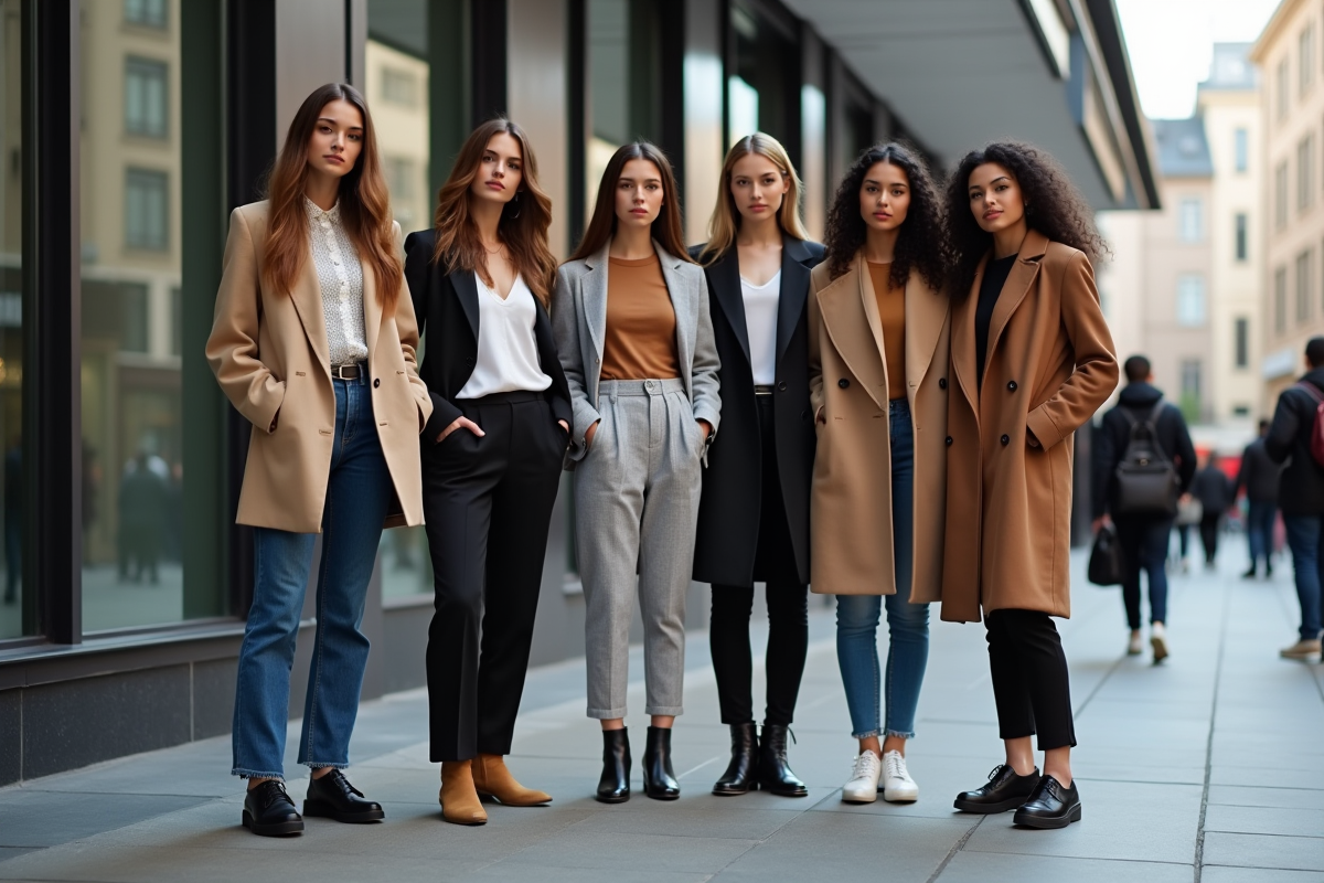Groupe de modèles divers en streetwear en ville