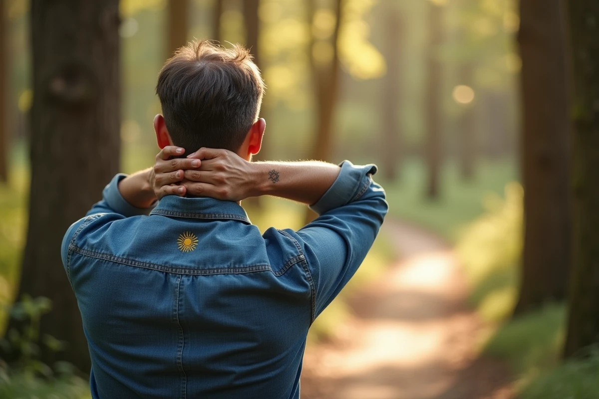 Homme avec tatouage soleil sur l