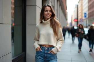 Femme en jeans 2025 haut de gamme en ville