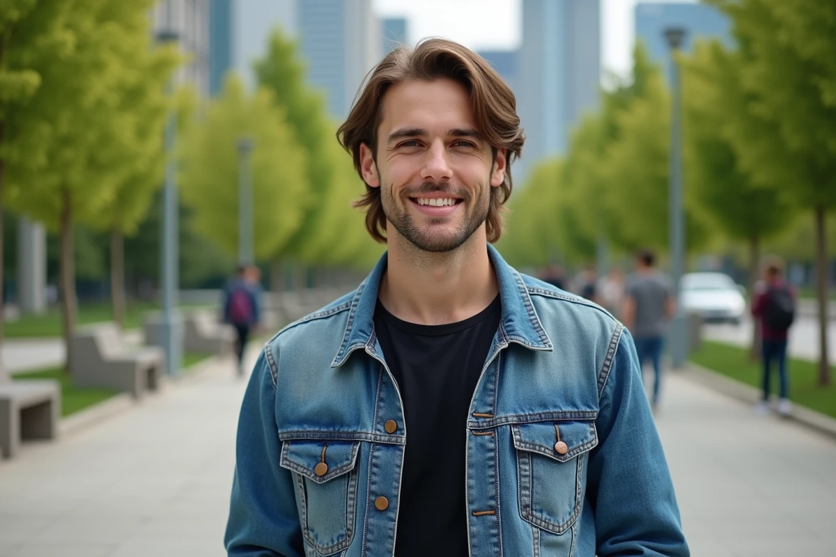 Jeune homme en extérieur dans un parc urbain