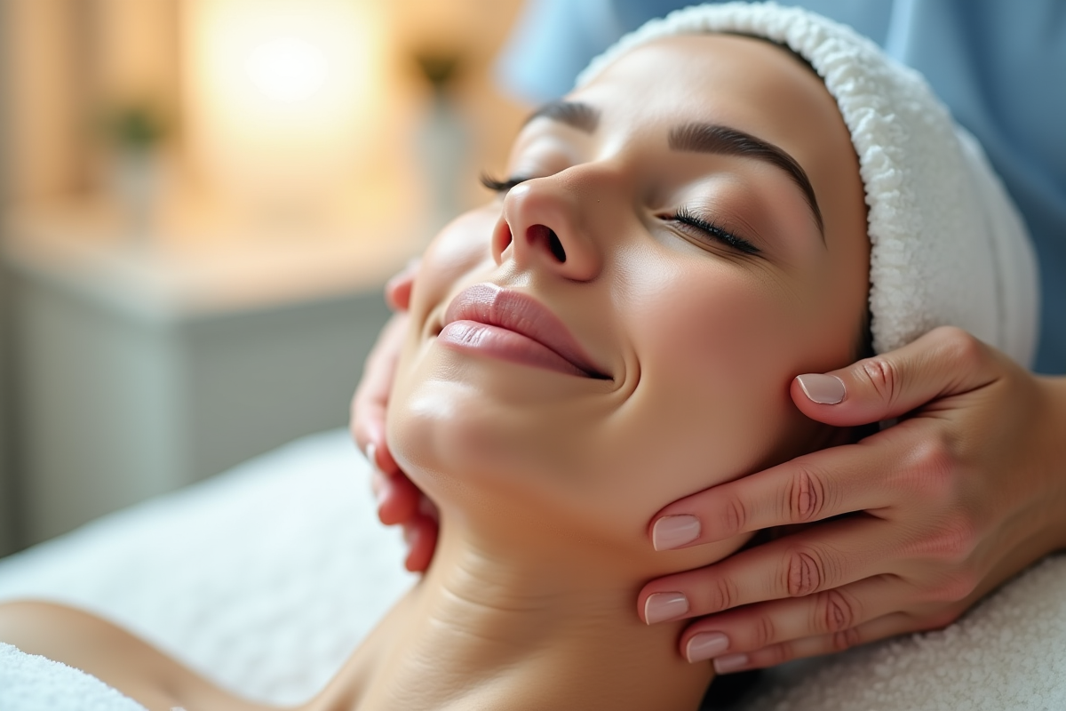 Gros plan sur un massage facial pour une peau revitalisee