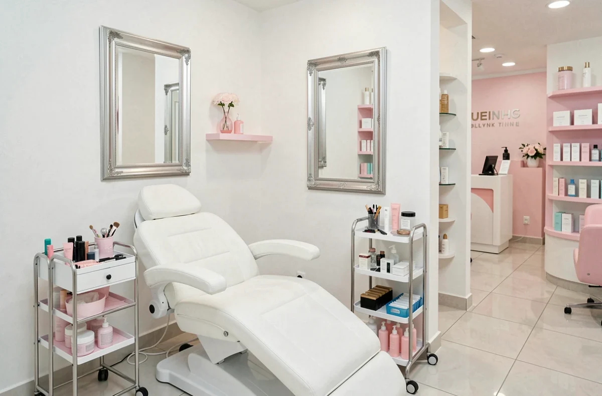 Cabine de soin d'un institut de beauté généraliste à Caen, avec fauteuil de traitement et organisation professionnelle
